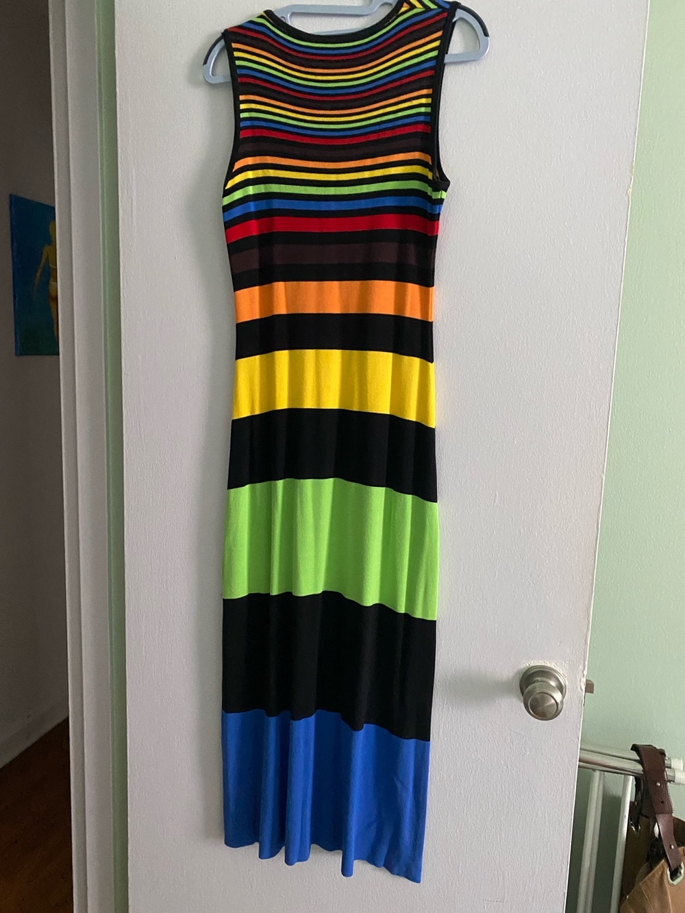 MOSCHINO CHEAP AND CHIC VINTAGE MULTICOLOR COTTON MAXI DRESS, SIZE M/L